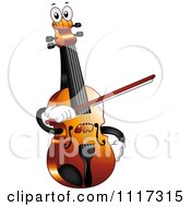 Happy Violin Fiddle Holding A Bow