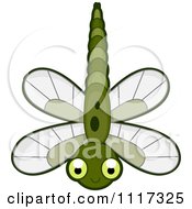 Cartoon Of A Cute Green Dragonfly Royalty Free Vector Clipart