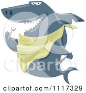 Poster, Art Print Of Hungry Shark With A Bib And Silverware