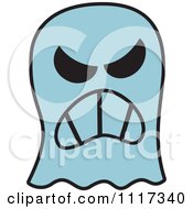 Cartoon Of A Halloween Ghost With An Angry Expression Royalty Free Vector Clipart