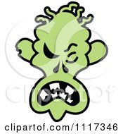 Cartoon Of A Halloween Zombie With An Angry Expression Royalty Free Vector Clipart