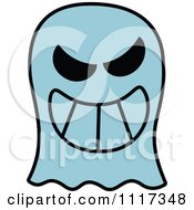 Cartoon Of A Halloween Ghost With A Naughty Grin Royalty Free Vector Clipart