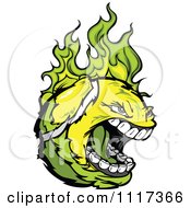 Poster, Art Print Of Screaming Tennis Ball Flaming With Green Fire