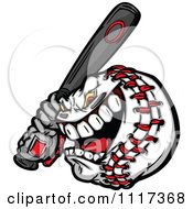 Cartoon Of A Competitive Baseball Mascot Batting Royalty Free Vector Clipart Of A