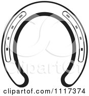Clipart Of A Black And White Horseshoe Royalty Free Vector Illustration by Lal Perera