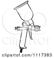 Clipart Of An Outlined Spray Painting Gun Royalty Free Vector Illustration