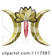 Red And Gold Lotus Flower