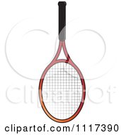 Clipart Of A Red And Black Tennis Racket Royalty Free Vector Illustration