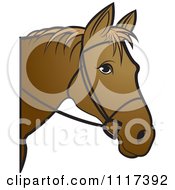 Clipart Of A Brown Horse Head With Reins Royalty Free Vector Illustration by Lal Perera