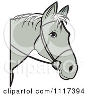 Poster, Art Print Of Gray Horse Head With Reins