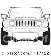 Poster, Art Print Of Frontal View Of A Black And White Hummer Suv