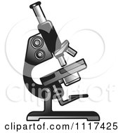 Clipart Of A Black And White Scientific Microscope Royalty Free Vector Illustration