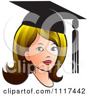 Poster, Art Print Of Brunette Female Graduate Wearing A Cap