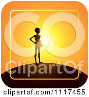 Poster, Art Print Of Emaciated Person Begging For Food Over An Orange Sunset