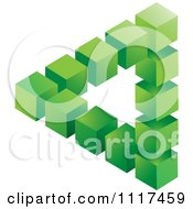 Clipart Of A 3d Green Cubic Pyramid Optical Illusion Royalty Free Vector Illustration