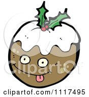 Cartoon Of Xmas Plum Pudding Character 1 Royalty Free Vector Clipart by lineartestpilot