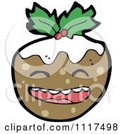 Cartoon Of Xmas Plum Pudding Character 4 Royalty Free Vector Clipart by lineartestpilot