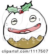 Cartoon Of Xmas Plum Pudding Character 10 Royalty Free Vector Clipart by lineartestpilot