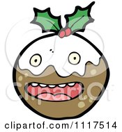Cartoon Of Xmas Plum Pudding Character 17 Royalty Free Vector Clipart by lineartestpilot
