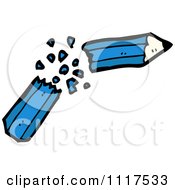 School Cartoon Of A Blue Pencil Splitting In Half Royalty Free Vector Clipart