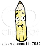 School Cartoon Of A Yellow Pencil Character 12 Royalty Free Vector Clipart