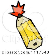 School Cartoon Of A Yellow Pencil With A Burst 2 Royalty Free Vector Clipart