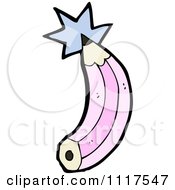 School Cartoon Of A Pink Pencil With A Burst 3 Royalty Free Vector Clipart