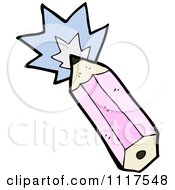 School Cartoon Of A Pink Pencil With A Burst 4 Royalty Free Vector Clipart