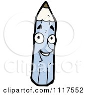 School Cartoon Of A Blue Pencil Character 6 Royalty Free Vector Clipart by lineartestpilot