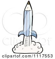 School Cartoon Of A Blue Pencil Rocket 2 Royalty Free Vector Clipart