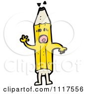 School Cartoon Of A Yellow Pencil Character 14 Royalty Free Vector Clipart by lineartestpilot