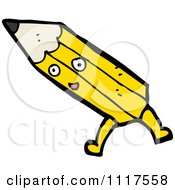 School Cartoon Of A Yellow Pencil Character 16 Royalty Free Vector Clipart by lineartestpilot
