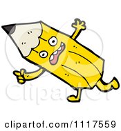 School Cartoon Of A Yellow Pencil Character 17 Royalty Free Vector Clipart by lineartestpilot