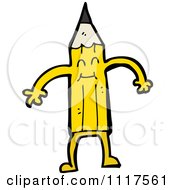 School Cartoon Of A Yellow Pencil Character 19 Royalty Free Vector Clipart by lineartestpilot