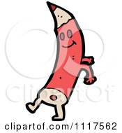 School Cartoon Of A Red Pencil Character 3 Royalty Free Vector Clipart