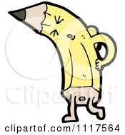 School Cartoon Of A Yellow Pencil Character 21 Royalty Free Vector Clipart