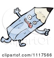 School Cartoon Of A Blue Pencil Character 3 Royalty Free Vector Clipart