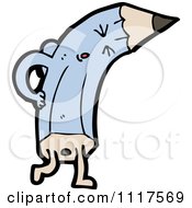 School Cartoon Of A Blue Pencil Character 4 Royalty Free Vector Clipart