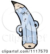 School Cartoon Of A Blue Pencil Character 5 Royalty Free Vector Clipart by lineartestpilot
