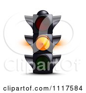 Clipart Of A Glowing Yellow Traffic Light Royalty Free Vector Illustration