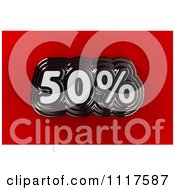 Poster, Art Print Of 3d Chrome 50 Percent Discount Sales Notice On Red
