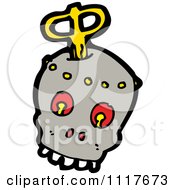 Vector Cartoon Robotic Wind Up Skull Head Royalty Free Clipart Graphic