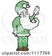 Cartoon Green Xmas Santa Claus 4 Royalty Free Vector Clipart by lineartestpilot