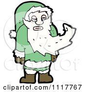 Cartoon Green Xmas Santa Claus 5 Royalty Free Vector Clipart