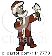Cartoon Black Xmas Santa Claus With An Axe Royalty Free Vector Clipart by lineartestpilot
