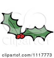 Cartoon Xmas Holly And Berries 1 Royalty Free Vector Clipart by lineartestpilot