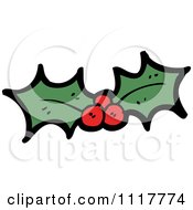 Cartoon Xmas Holly And Berries 2 Royalty Free Vector Clipart by lineartestpilot