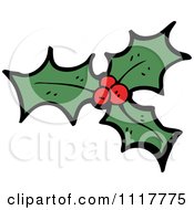 Cartoon Xmas Holly And Berries 3 Royalty Free Vector Clipart by lineartestpilot