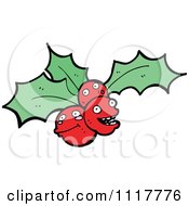 Cartoon Xmas Holly And Berries 4 Royalty Free Vector Clipart by lineartestpilot