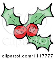 Cartoon Xmas Holly And Berries 5 Royalty Free Vector Clipart by lineartestpilot